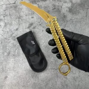Balisong Karambit Eagle Claw Variation Fling Knife Color Titanium Edition - C