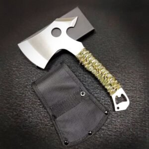Multifunctional survival axe bottle opener tied with seven-core camouflage parachute camping axe