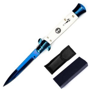 Navaja automática de estilete antihueso con rama de titanio azul 8.75AKC