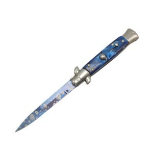 Navaja automática AKC Stiletto con mango azul de 8,75 pulgadas