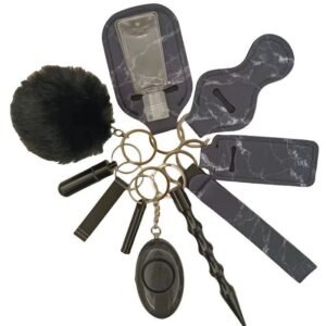 Self Defense Keychain 11-Piece Aluminum Anti-Wolf Alarm Black