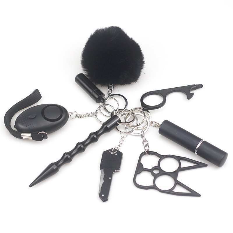 O1CN019PKCGG2FWIoiZMDs1_2217187058887-0-cib.jpg Safety Keychain UK Self Defense Keychain 8-Piece Multifunctional Black