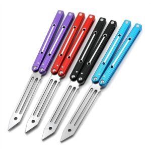 V4 Mariposa 6061 Aluminio Brillante Ranura Formación Balisong Cuchillo
