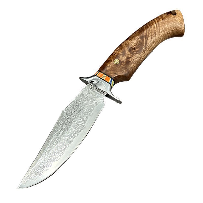 O1CN01qdOxez1JJFjQkLVc7_2215694981007-0-cib.jpg Maple Leaf Outdoor Damascus Steel Straight Knife Handmade Camping Equipment