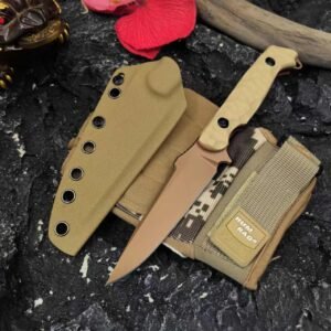 Cuchillo recto de supervivencia al aire libre de alta dureza para aventuras en la naturaleza - 01