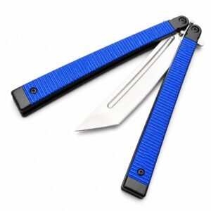 Cuchillo de mariposa de hoja Tanto samurái de estilo japonés de 9,5 pulgadas Balisong - negro