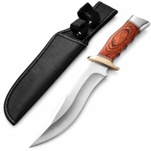 cuchillo de supervivencia al aire libre de alta dureza – Cuchillo de acampada de hoja fija con funda