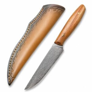 Cuchillo de frutas Damasco con mango de sándalo rojo