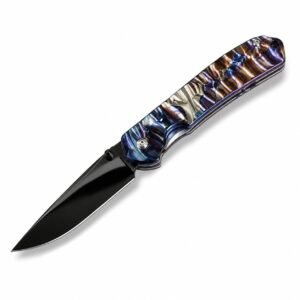 Cuchillo plegable de titanio SF Shank de cristal de espejo de Damasco
